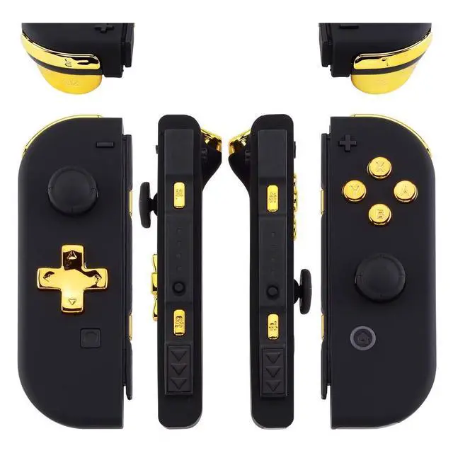 Alt view image 3 of 7 - Chrome Gold D-pad ABXY Keys SR SL L R ZR ZL Trigger Buttons Springs, Replacement Full Set Buttons Fix Kits for Nintendo Switch & Switch Oled Joycon (D-pad ONLY Fits for Joycon D-pad Shell) @