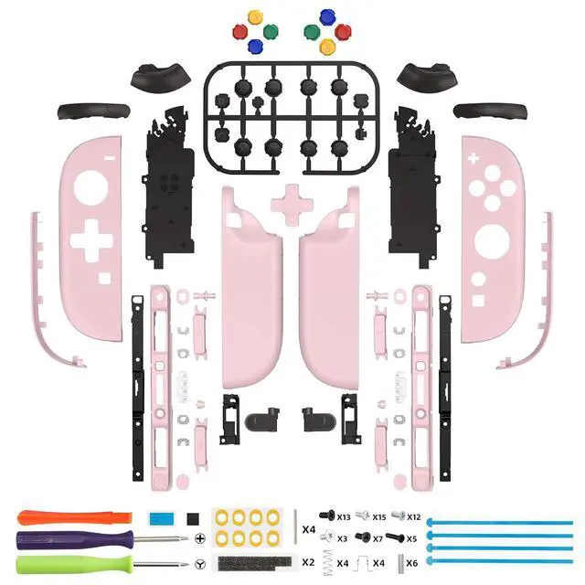 Alt view image 7 of 7 - DIY Replacement Shell (D-Pad Ver) Buttons for Joycon 2, Custom Full Set Housing + Decorative Strips + Middle Bracket + Buttons for Nintendo Switch 2 - Deluxe Version - Cherry Blossoms Pink @
