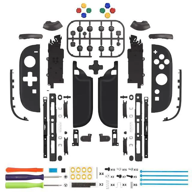 Alt view image 7 of 7 - DIY Replacement Shell (D-Pad Ver) Buttons for Joycon 2, Custom Full Set Housing + Decorative Strips + Middle Bracket + Buttons for Nintendo Switch 2 Controller - Deluxe Version - Black @