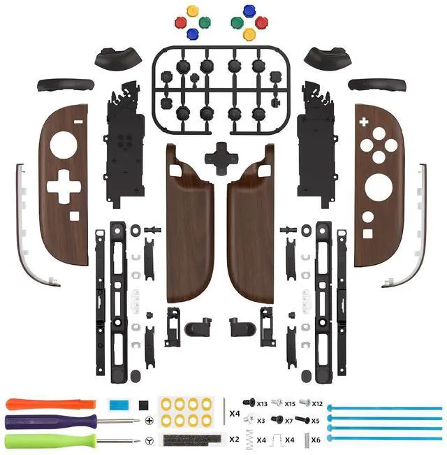 Alt view image 7 of 7 - DIY Replacement Shell (D-Pad Ver) Buttons for Joycon 2, Custom Full Set Housing + Decorative Strips + Middle Bracket + Buttons for Nintendo Switch 2 Controller - Deluxe Version- Wood Grain @