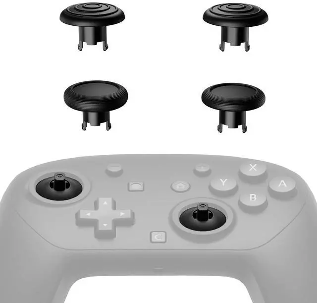 Main image of ThumbsGear Interchangeable Ergonomic Thumbsticks for Nintendo Switch 2 Pro Controller, Replacement Analog Thumb Sticks & Tools, 2 Height Adjustable Convex & Concave Grip Joysticks - Black @