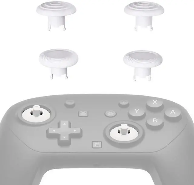 Main image of ThumbsGear Interchangeable Ergonomic Thumbsticks for Nintendo Switch 2 Pro Controller, Replacement Analog Thumb Sticks & Tools, 2 Height Adjustable Convex & Concave Grip Joysticks - White @