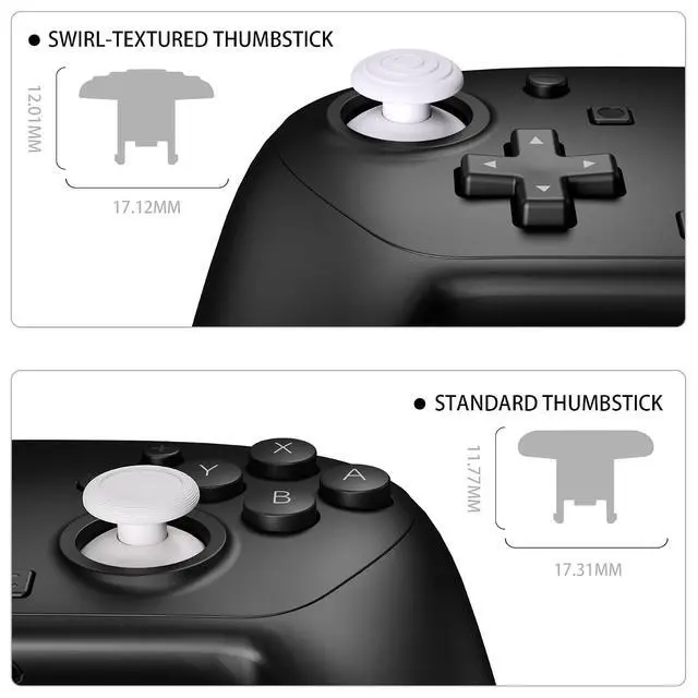 Alt view image 6 of 7 - ThumbsGear Interchangeable Ergonomic Thumbsticks for Nintendo Switch 2 Pro Controller, Replacement Analog Thumb Sticks & Tools, 2 Height Adjustable Convex & Concave Grip Joysticks - White @