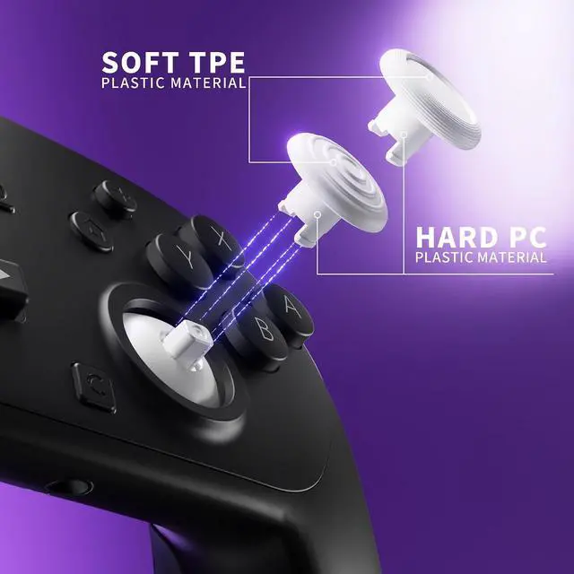 Alt view image 7 of 7 - ThumbsGear Interchangeable Ergonomic Thumbsticks for Nintendo Switch 2 Pro Controller, Replacement Analog Thumb Sticks & Tools, 2 Height Adjustable Convex & Concave Grip Joysticks - White @