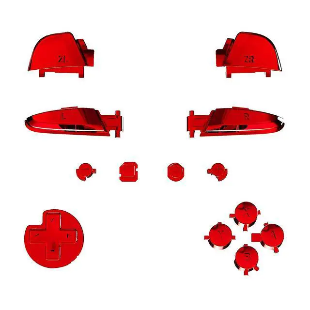 Alt view image 2 of 5 - Chrome Red Repair ABXY D-pad ZR ZL L R Keys for Nintendo Switch Pro Controller, Glossy DIY Replacement Full Set Buttons with Tools for Nintendo Switch Pro - Controller NOT Included @
