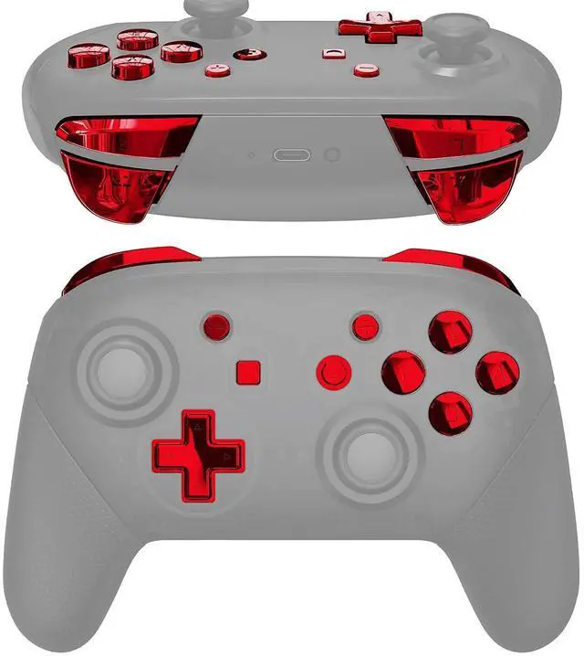 Main image of Chrome Red Repair ABXY D-pad ZR ZL L R Keys for Nintendo Switch Pro Controller, Glossy DIY Replacement Full Set Buttons with Tools for Nintendo Switch Pro - Controller NOT Included @