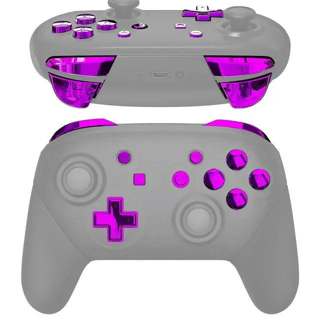 Alt view image 2 of 5 - Chrome Purple Repair ABXY D-pad ZR ZL L R Keys for Nintendo Switch Pro Controller, Glossy DIY Replacement Full Set Buttons with Tools for Nintendo Switch Pro - Controller NOT Included @