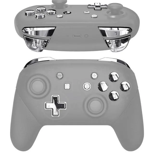 Alt view image 2 of 5 - Chrome Silver Repair ABXY D-pad ZR ZL L R Keys for Nintendo Switch Pro Controller, Glossy DIY Replacement Full Set Buttons with Tools for Nintendo Switch Pro - Controller NOT Included @
