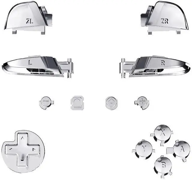 Main image of Chrome Silver Repair ABXY D-pad ZR ZL L R Keys for Nintendo Switch Pro Controller, Glossy DIY Replacement Full Set Buttons with Tools for Nintendo Switch Pro - Controller NOT Included @