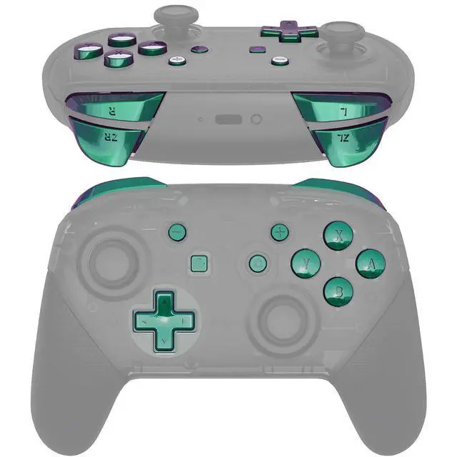 Alt view image 2 of 5 - Chameleon Green Purple Repair ABXY D-pad ZR ZL L R Keys for Nintendo Switch Pro Controller, DIY Replacement Full Set Buttons with Tools for Nintendo Switch Pro - Controller NOT Included @
