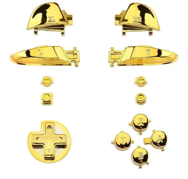 Main image of Chrome Gold Repair ABXY D-pad ZR ZL L R Keys for Nintendo Switch Pro Controller, Glossy DIY Replacement Full Set Buttons with Tools for Nintendo Switch Pro - Controller NOT Included @