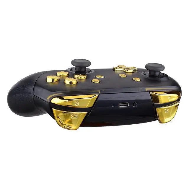 Alt view image 5 of 5 - Chrome Gold Repair ABXY D-pad ZR ZL L R Keys for Nintendo Switch Pro Controller, Glossy DIY Replacement Full Set Buttons with Tools for Nintendo Switch Pro - Controller NOT Included @