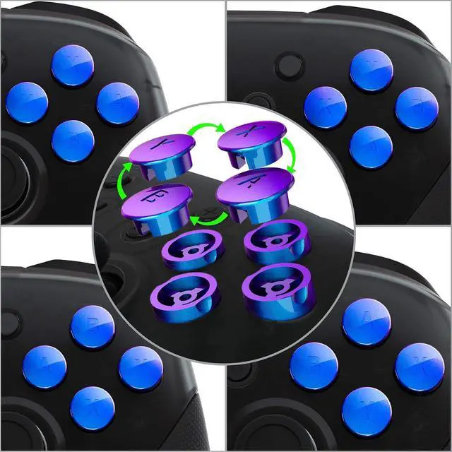 Alt view image 3 of 6 - Chameleon Purple Blue Interchangeable ABXY Buttons for Nintendo Switch Pro Controller, DIY Swappable Replacement ABXY for Nintendo Switch Pro- Controller NOT Included @