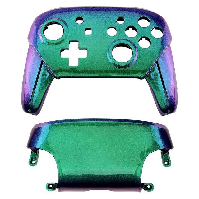 Alt view image 2 of 7 - Chameleon Glossy Faceplate and Backplate for Nintendo Switch Pro Controller, Green Purple DIY Replacement Shell Housing Case for Nintendo Switch Pro - Controller NOT Included @