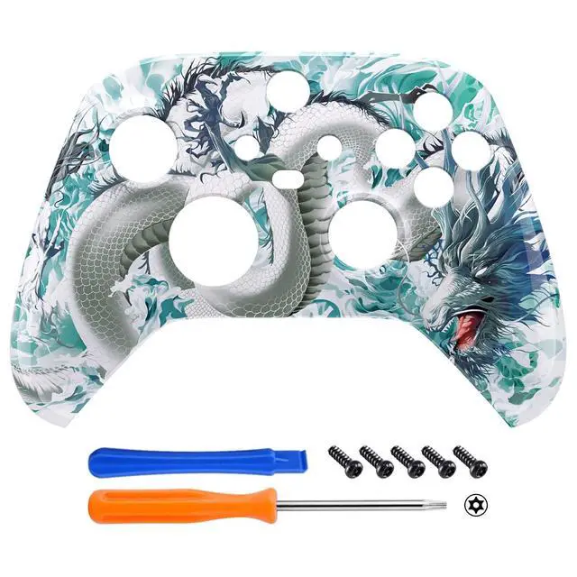 Alt view image 3 of 7 - Custom Shell for Xbox Series X & S - Revitalize Your Controller - Jade Dragon - Cloud Dominator Cover Front Housing Cover for Xbox Core Controller @