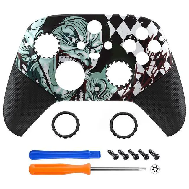Alt view image 3 of 7 - ASR Version Redesigned Shell for Xbox Series X/S Controller - Performance Rubberized Grip, Anti Sticks Rubbing Rings - Custom Faceplate for Xbox Wireless Controller - Clown Hahaha @
