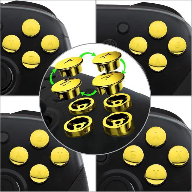 Alt view image 3 of 6 - Chrome Gold Interchangeable ABXY Buttons for Nintendo Switch Pro Controller, DIY Swappable Replacement ABXY for Nintendo Switch Pro - Controller NOT Included @