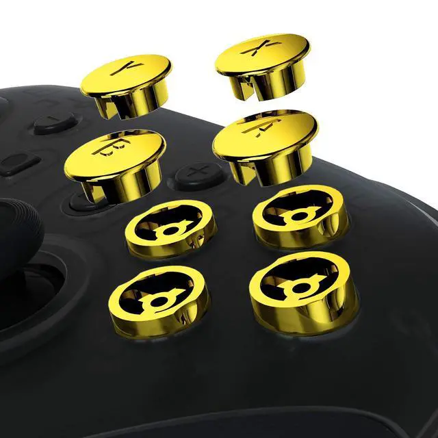 Alt view image 4 of 6 - Chrome Gold Interchangeable ABXY Buttons for Nintendo Switch Pro Controller, DIY Swappable Replacement ABXY for Nintendo Switch Pro - Controller NOT Included @