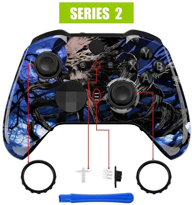 Alt view image 4 of 7 - Replacement Faceplate Cover for Xbox One Elite Controller Series 2 (Model 1797), Custom Front Housing Shell for Xbox Elite Series 2 Core - Glow in Dark - The Awakening of the Earth Lord @