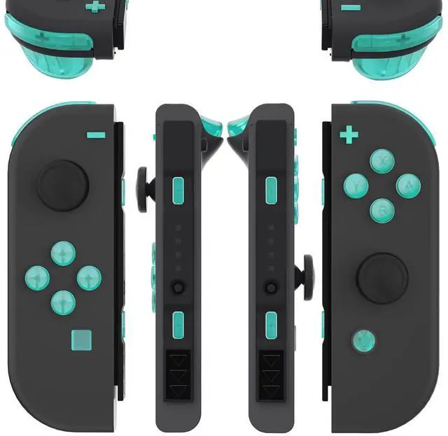 Main image of Replacement Full Set Buttons for JoyCon, Clear Emerald Green Custom ABXY Direction Keys SR SL L R ZR ZL + - Home Capture Trigger Buttons Springs for Nintendo Switch & Switch OLED @