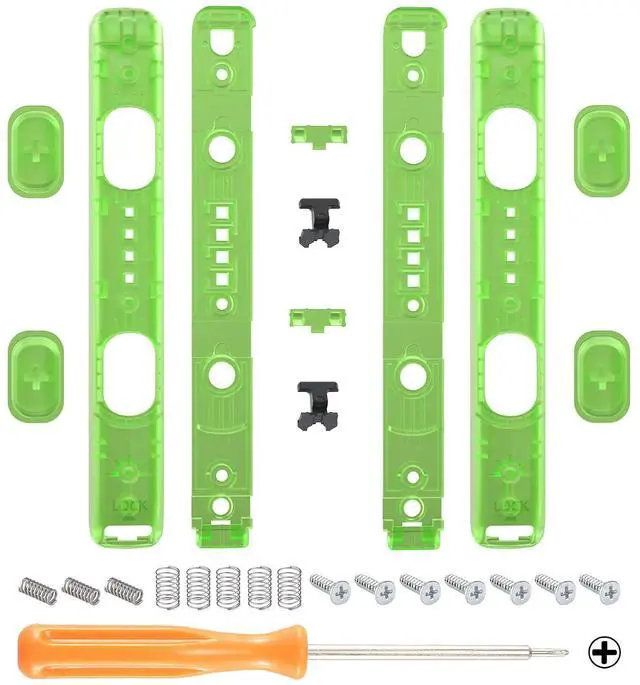 Main image of DIY Replacement Shell for Joycon Strap, Transparent Clear Green Custom Controller Wrist Strap Housing Buttons for Nintendo Switch & Switch OLED Model - 2 Pack @