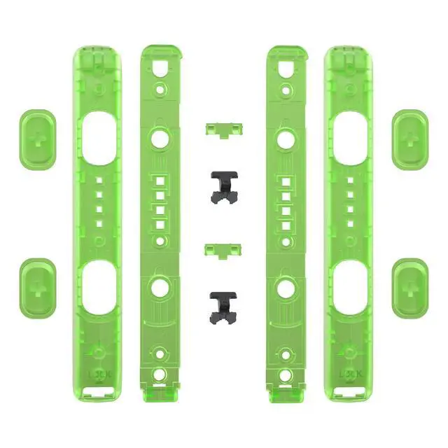 Alt view image 2 of 4 - DIY Replacement Shell for Joycon Strap, Transparent Clear Green Custom Controller Wrist Strap Housing Buttons for Nintendo Switch & Switch OLED Model - 2 Pack @