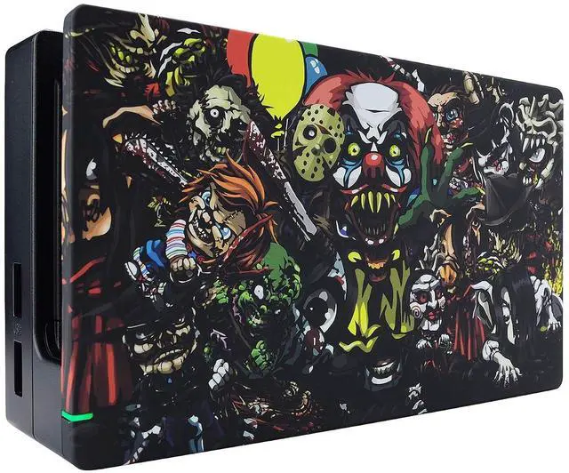 Main image of Custom Soft Touch Grip Faceplate for Nintendo Switch Dock, Scary Party Patterned DIY Replacement Housing Shell for Nintendo Switch Dock - Dock NOT Included @