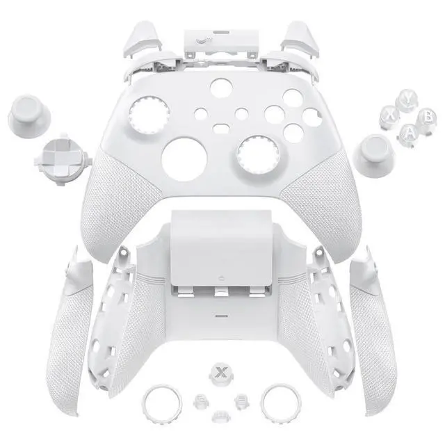 Alt view image 3 of 7 - ASR Version Redesigned Full Set Shell Buttons for Xbox Series X/S Controller, Ergonomic Trigger Stop Rubberized Grip Faceplate Backplate for Xbox Core Controller - Frosted White @