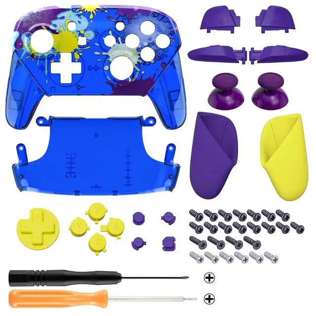 Alt view image 2 of 7 - Splattering Paint Faceplate Backplate Handles for Nintendo Switch Pro Controller, Replacement Hand Grip Housing Shell Buttons for Nintendo Switch Pro - Controller NOT Included @