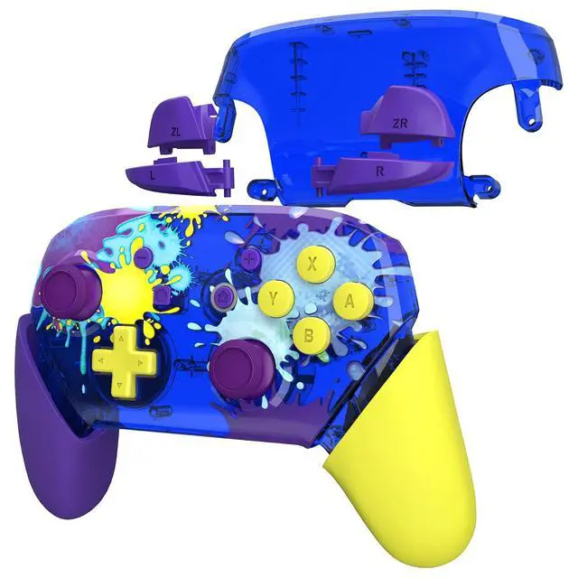 Alt view image 3 of 7 - Splattering Paint Faceplate Backplate Handles for Nintendo Switch Pro Controller, Replacement Hand Grip Housing Shell Buttons for Nintendo Switch Pro - Controller NOT Included @