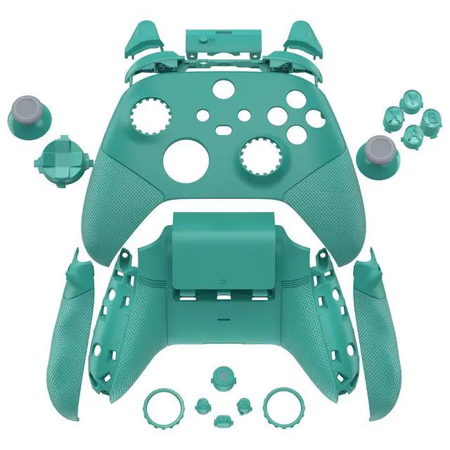 Alt view image 3 of 7 - ASR Version Redesigned Full Set Shell Buttons for Xbox Series X/S Controller, Ergonomic Trigger Stop Rubberized Grip Faceplate Backplate for Xbox Core Controller - Teal Green @
