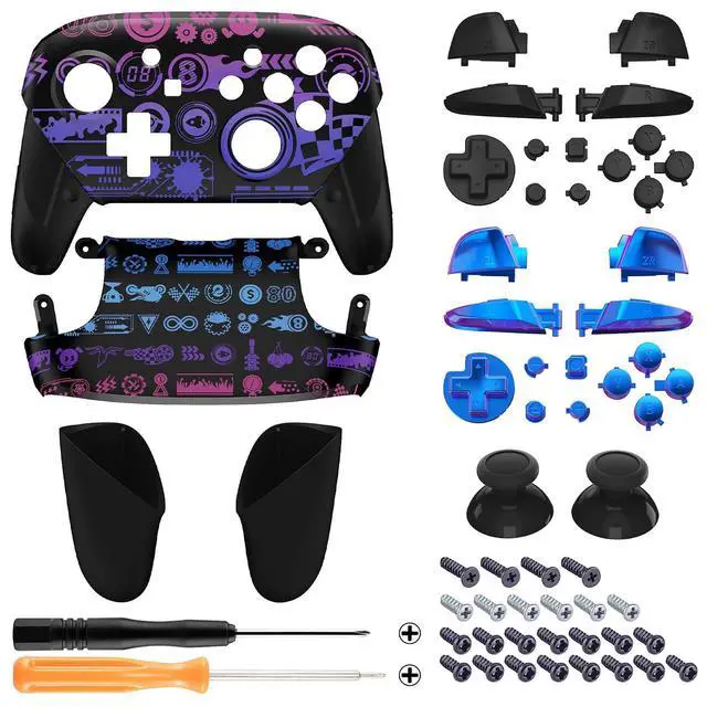 Alt view image 2 of 7 - Deluxe Championship Faceplate Backplate Handles for Nintendo Switch Pro Controller, Replacement Hand Grip Housing Shell Buttons for Nintendo Switch Pro Controller - Controller NOT Included @