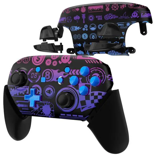 Alt view image 3 of 7 - Deluxe Championship Faceplate Backplate Handles for Nintendo Switch Pro Controller, Replacement Hand Grip Housing Shell Buttons for Nintendo Switch Pro Controller - Controller NOT Included @