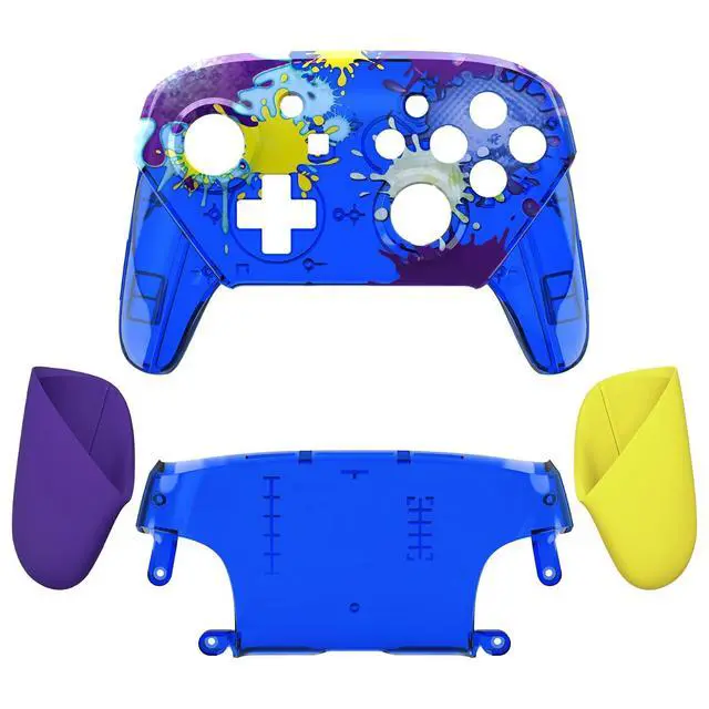 Alt view image 7 of 7 - Splattering Paint Faceplate Backplate Handles for Nintendo Switch Pro Controller, Replacement Hand Grip Housing Shell Buttons for Nintendo Switch Pro - Controller NOT Included @