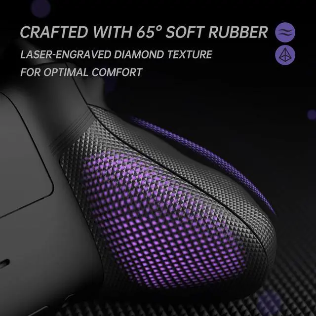 Alt view image 7 of 7 - ASR Version Redesigned Full Set Shell Buttons for Xbox Core Controller, Ergonomic Trigger Stop Rubberized Grip Faceplate Backplate for Xbox Series X & S Controller - Diamond Textured Black @