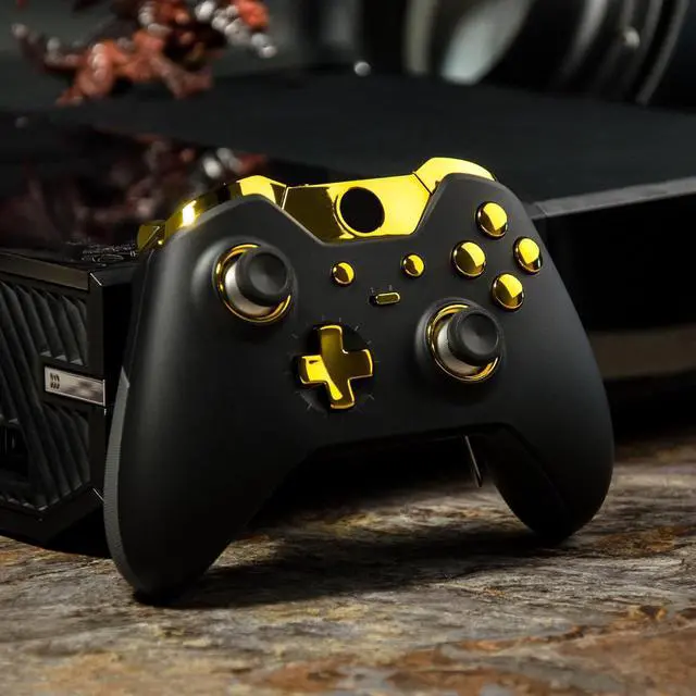 Alt view image 5 of 6 - LB RB LT RT Bumpers Triggers D-Pad ABXY Start Back Sync Buttons, Chrome Gold Full Set Buttons Repair Kits with Tools for Xbox One Standard & Xbox One Elite V1 Controller (Model 1697/1698) @