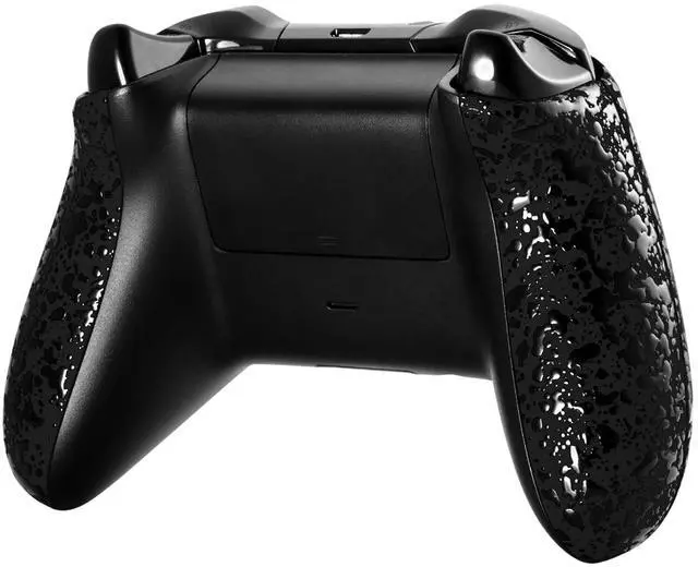 Alt view image 6 of 7 - Textured Blue Back Panels, Comfortable Non-Slip Side Rails, 3D Splashing Handles, Game Improvement Replacement Parts for Xbox One Standard Controller Model 1537/1697 @
