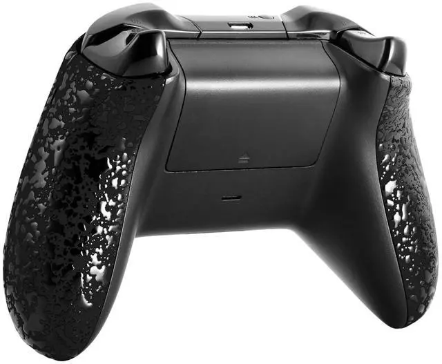 Alt view image 5 of 7 - Textured Blue Back Panels, Comfortable Non-Slip Side Rails, 3D Splashing Handles, Game Improvement Replacement Parts for Xbox One Standard Controller Model 1537/1697 @