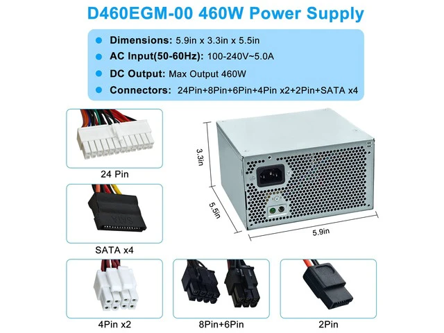 Alt view image 4 of 5 - D460EGM-00 460W Power Supply Compatible ModelHU460