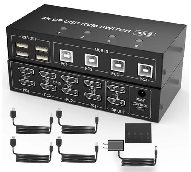 Main image of 4 Port KVM Switch Dual Monitor DisplayPortThis 4 I