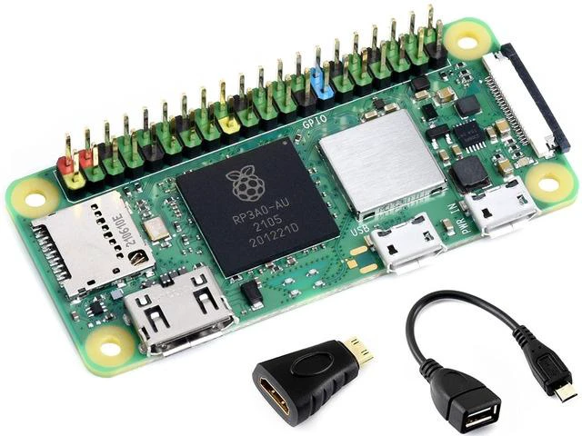 Main image of RPi Zero 2 W with Pre-Soldered Color-Coded Header,