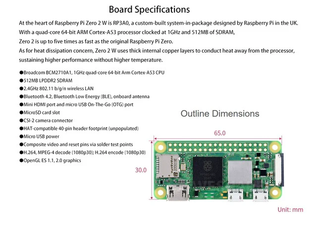 Alt view image 5 of 5 - RPi Zero 2 W with Pre-Soldered Color-Coded Header,