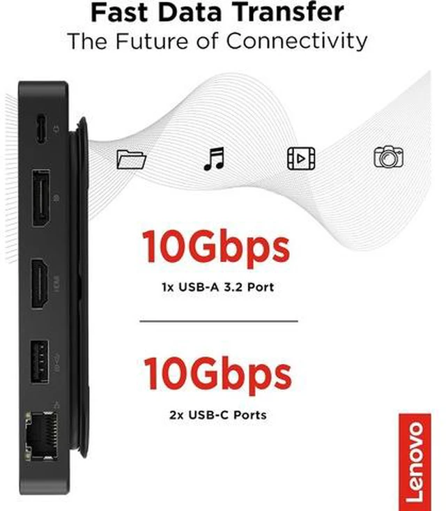 Alt view image 6 of 7 - USB-C Dual Display Travel Dock w/ 100W Power Adapter - 7 Ports, Integrated USB-C Cable, Universal Compatibility, Dual Displays at 4K - Black