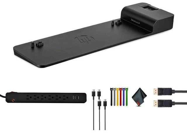 Main image of UltraSlim Docking Station (D9Y32AA) Bundle Including: Surge Protector, 2X Type-C Cable, DisplayPort Cable, Fiber Cloth