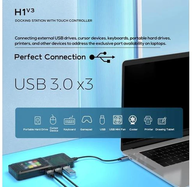 Alt view image 2 of 7 - LICAEVEY USB Docking Station HUB with Touch Control LCD Screen, RJ45 Memory Card TF PD 100W HDTV for Laptop, 8 in 1 Multiport Adapter with 5Gbps Data Transfer