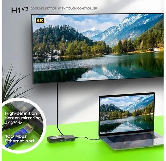 Alt view image 5 of 7 - LICAEVEY USB Docking Station HUB with Touch Control LCD Screen, RJ45 Memory Card TF PD 100W HDTV for Laptop, 8 in 1 Multiport Adapter with 5Gbps Data Transfer