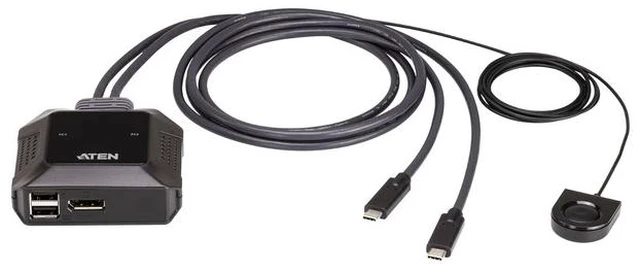 Main image of US3312 2-Port 4K DisplayPort USB-C Cable KVM Switch with Remote Port Selector