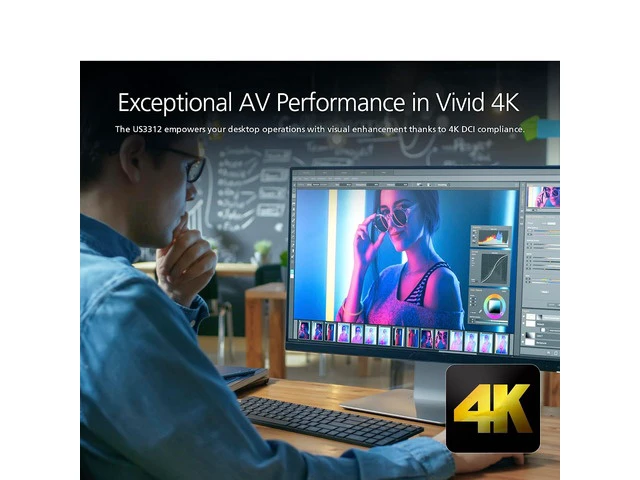 Alt view image 5 of 7 - US3312 2-Port 4K DisplayPort USB-C Cable KVM Switch with Remote Port Selector