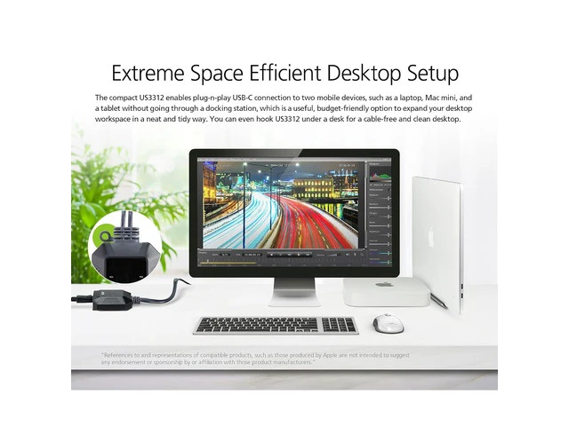 Alt view image 7 of 7 - US3312 2-Port 4K DisplayPort USB-C Cable KVM Switch with Remote Port Selector