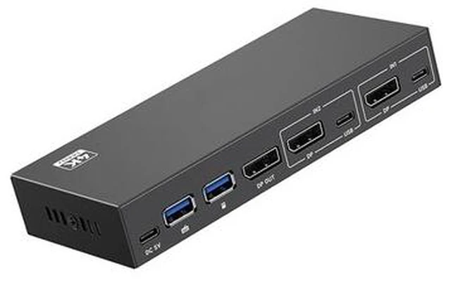 Main image of USB3.0 Monitor KVM Switcher 2 Port 4K@144Hz DisplayPort USB3.0 Switcher Extended Display 2 Monitors Sharing Keyboards
